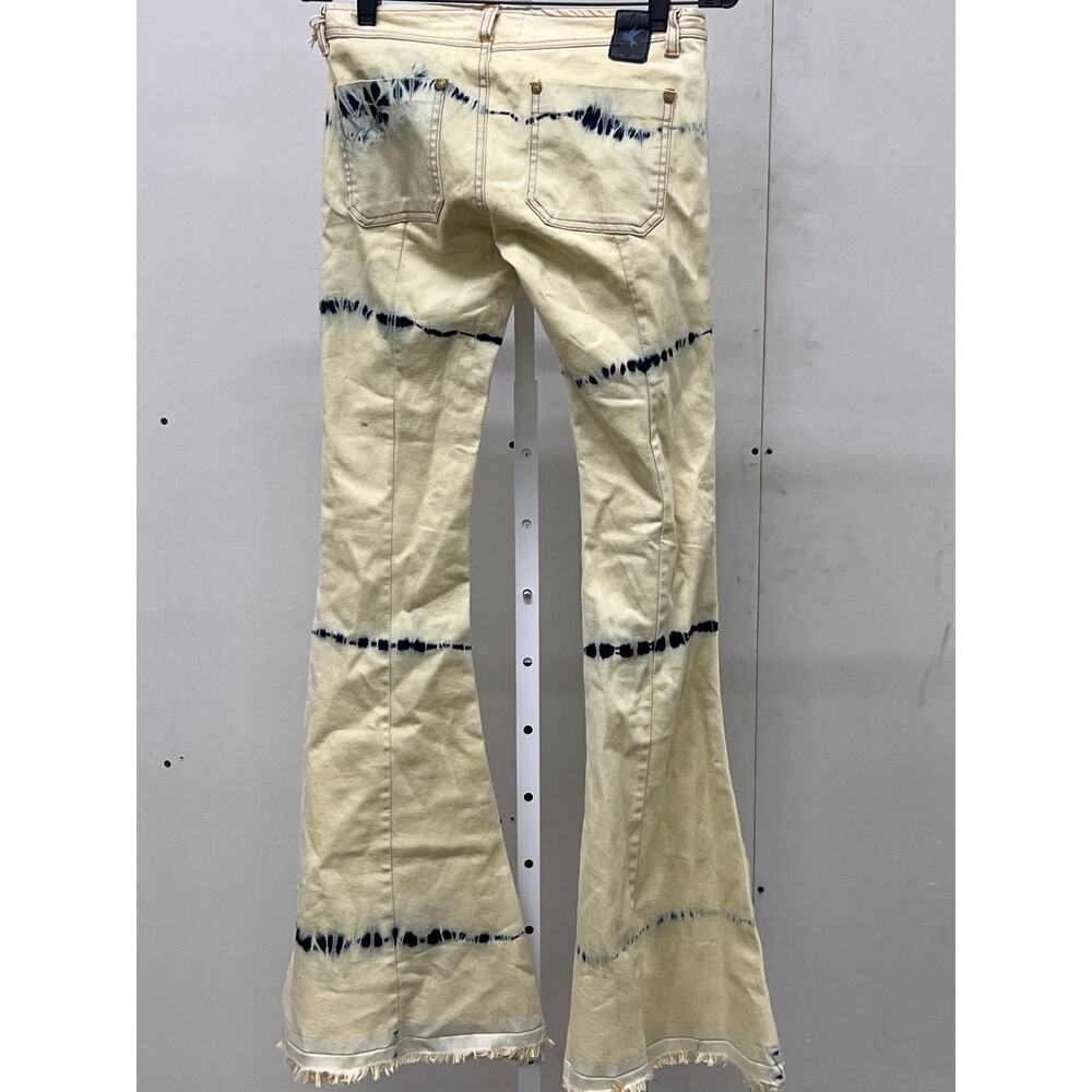 One Teaspoon 24 Bleach Tie Dye Ziggy Beach Flare Leg Patch Pocket Low Rise Jeans - Picture 3 of 4